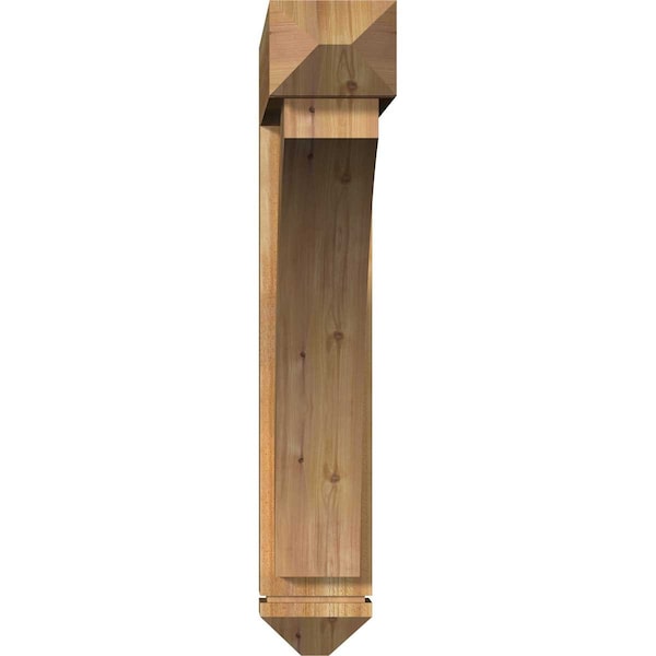 Thorton Arts And Crafts Rough Sawn Bracket W/ Offset Brace, Western Red Cedar, 8W X 44D X 44H